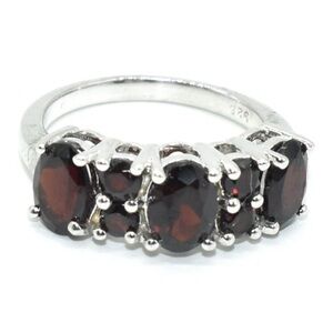 Silver Garnet Ring Size 6.5